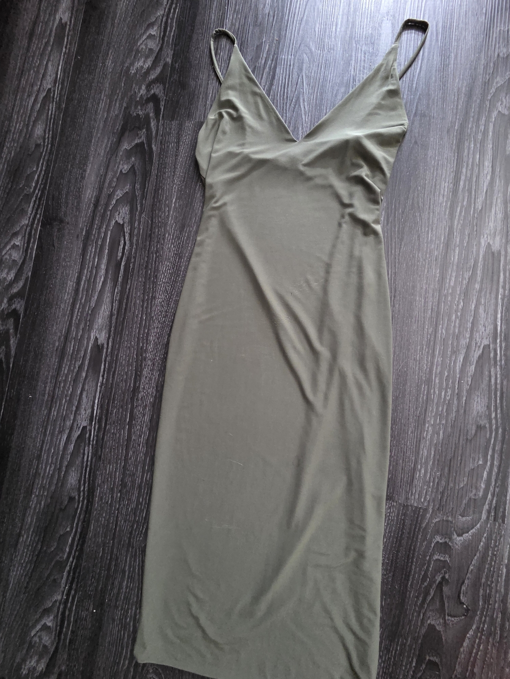 Fashion Nova Olive Green Midi Bodycon Slip Dress